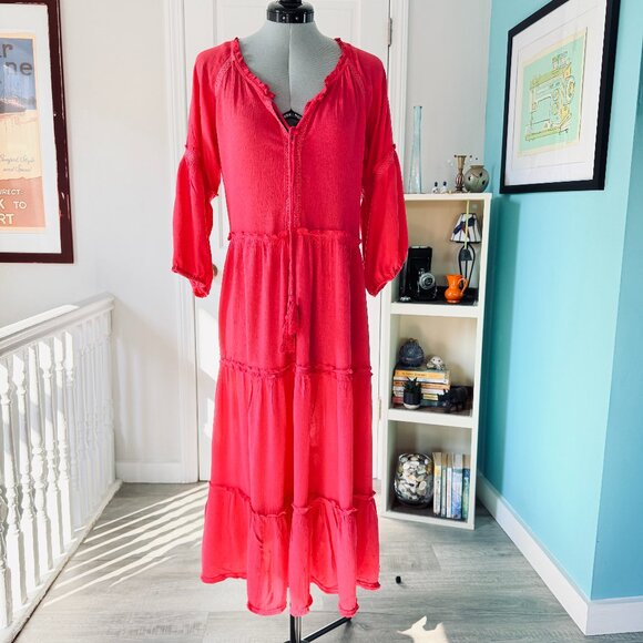 SWEET MAGNOLIA Bohemian tiered peasant dress (size S) - Picture 1 of 14